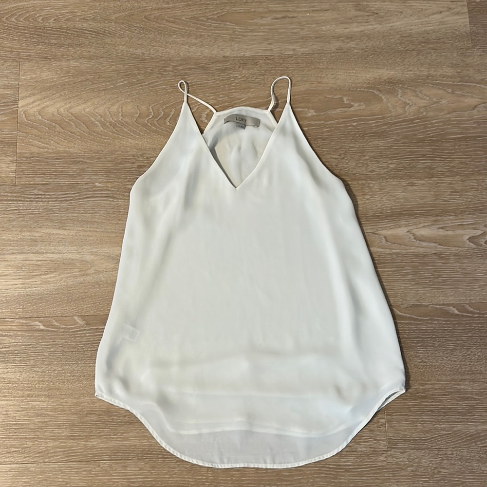 Loft White Dressy Tank. XS EUC
